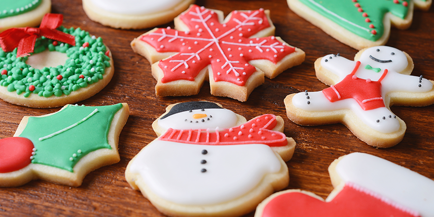 Decorated Christmas cut-out cookies