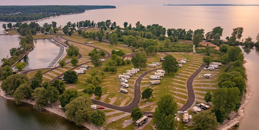 Aerial view of Island campground