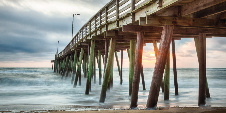 Wooden pier on Atlantic Ocean